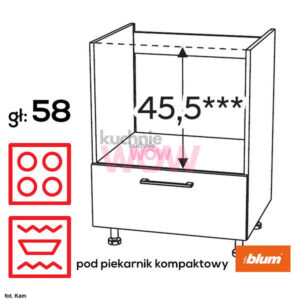 Szafka dolna pod płytę grzewczą i piekarnik kompaktowy — 60 cm